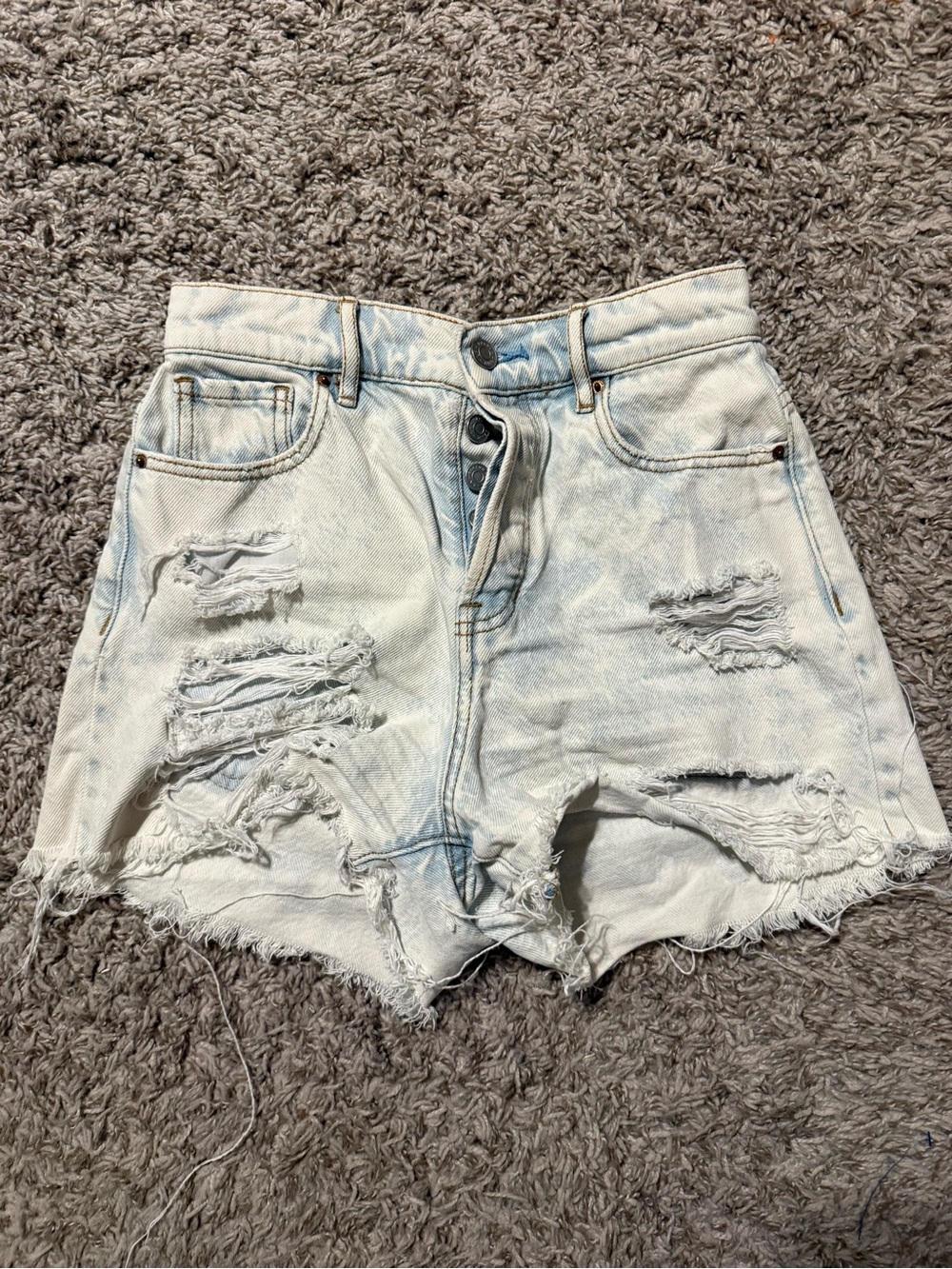 PacSun Light Blue Distressed High-Rise Denim Shorts